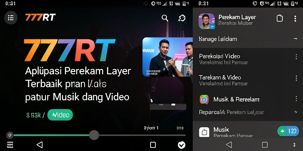 Antarmuka aplikasi 777RT dengan fitur perekam layar yang intuitif.