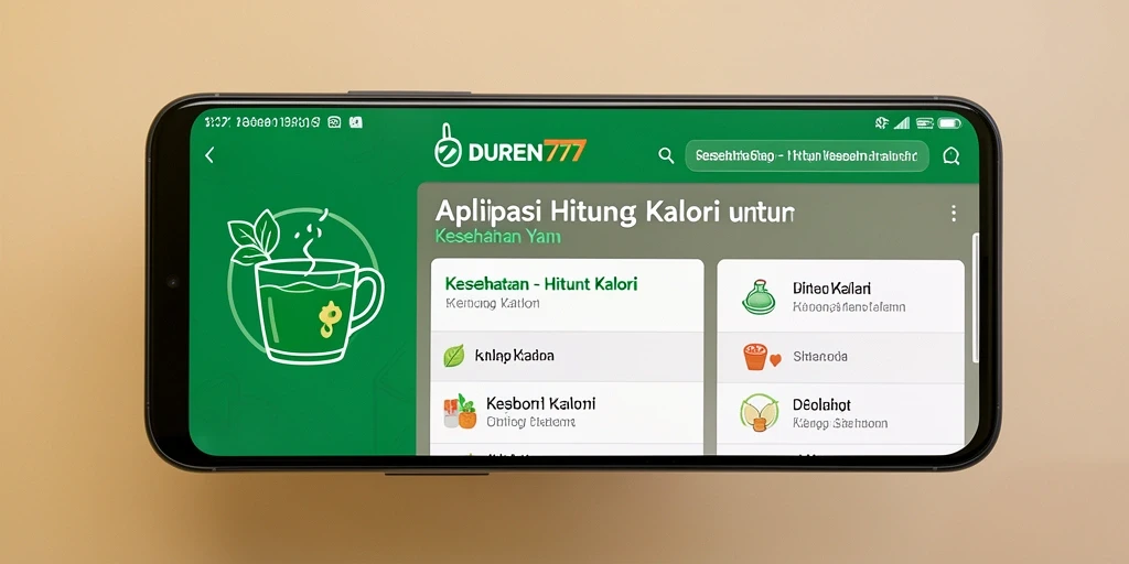 Tampilan antarmuka DUREN777 untuk menghitung kalori dengan mudah.