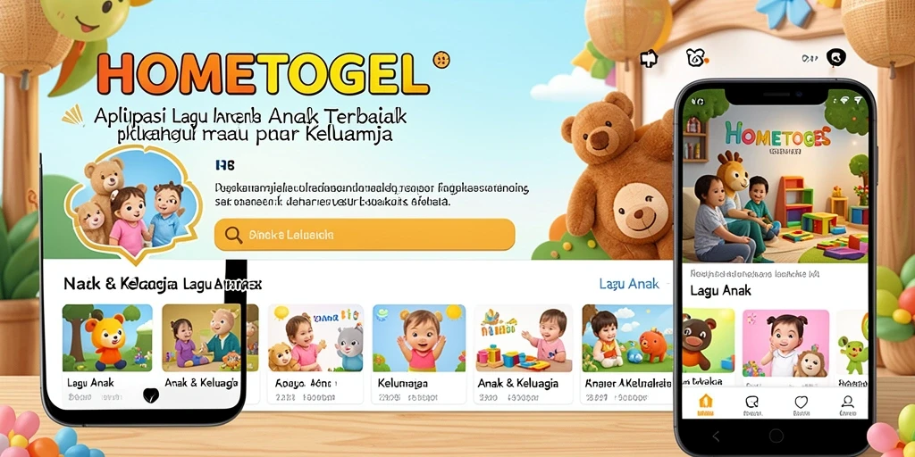 Tampilan menarik dari aplikasi HOMETOGEL dengan lagu-lagu anak.