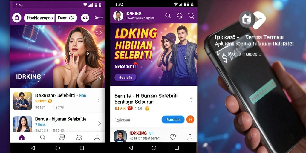 Antarmuka aplikasi IDRKING menunjukkan berbagai berita hiburan selebriti.
