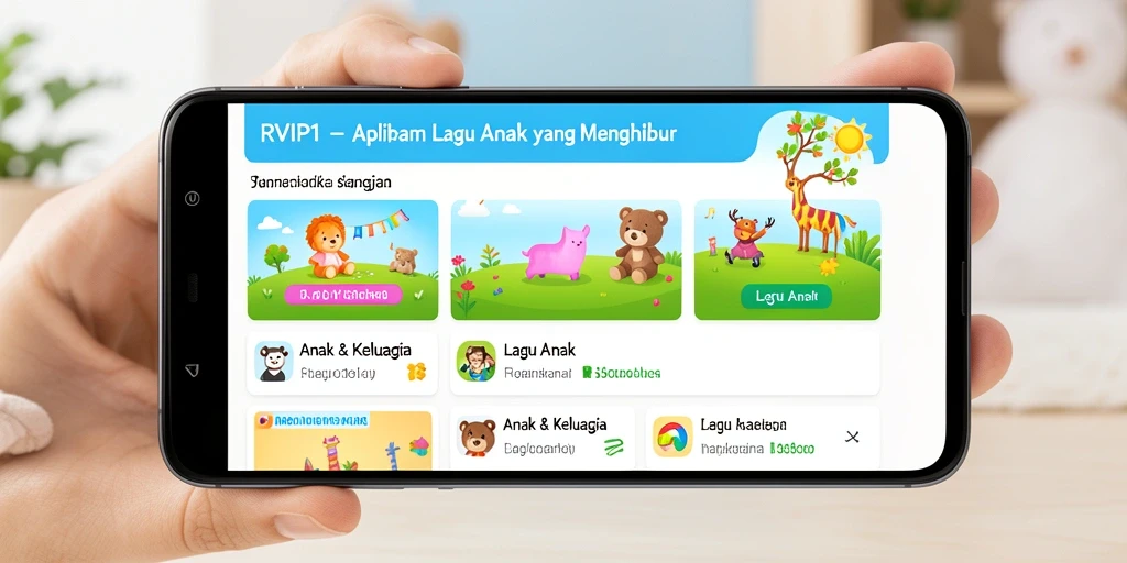 Tangkap layar utama aplikasi RVIP1 menampilkan antarmuka yang ceria untuk anak-anak.