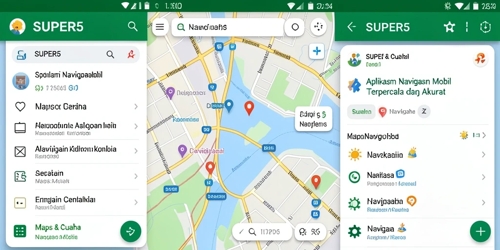 Antarmuka pengguna SUPER5 yang simpel dan efisien untuk Navigasi Mobil.